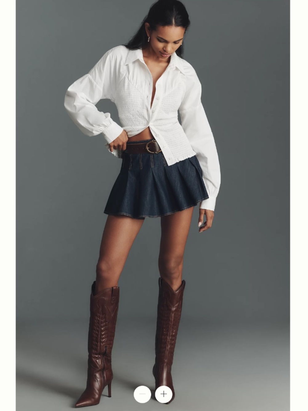 Anthropologie Maeve Smocked Corset Buttondown Shirt